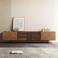 thumbnail image 1 of Mid-Century Modern TV Stand with 4 Doors Storage Cabinets, Fits TVs Up to 100 Inches, Living Room Entertainment Center 94.48"D x15.75"W x 21.65"H, 1 of 5