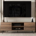 Mid-Century Modern TV Stand with Handleless Design, Storage Cabinets ...