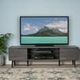 MidCentury Modern TV Stand with Storage and Tempered Glass