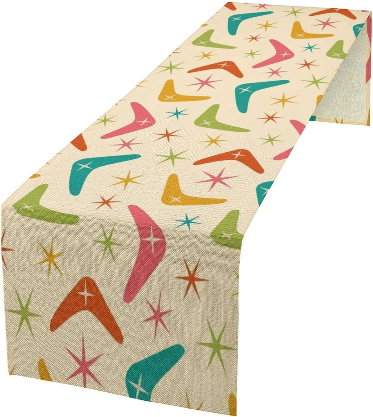 Mid Century Modern Table Runner, Atomic Vintage Retro Stars Abstract ...