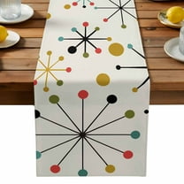 Mid-Century Modern Table Runner, Retro Geometric Colorful Star Shape Lines Washable Kitchen Table Runners Dress Scarves for Dining Table Decorations Party, 13x120in