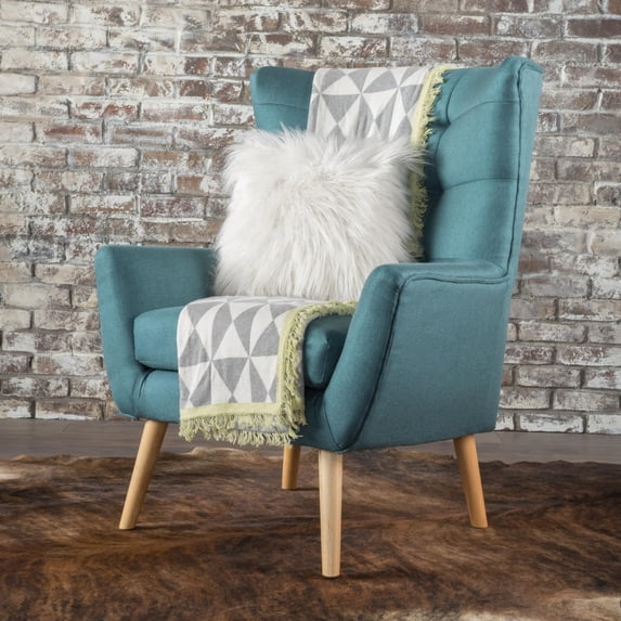 Mid-Century Modern Teal Fabric Accent Club Chair - Comfortable and Stylish for Living Room or Bedroom