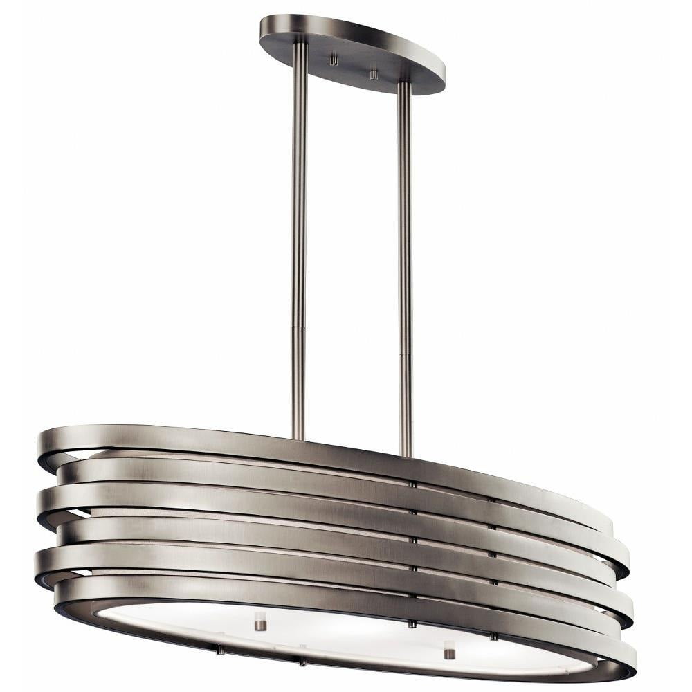 Roswell 37'' Distressed Bronze Linear Pendant with White Shade