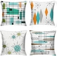 thumbnail image 1 of Mid-Century Modern Throw Pillows Abstract Retro Pillow Covers 20x20 Orange and Teal Throw Pillowcase Geometric Midcentury Modern Bedding Decor Set of 4, 1 of 6