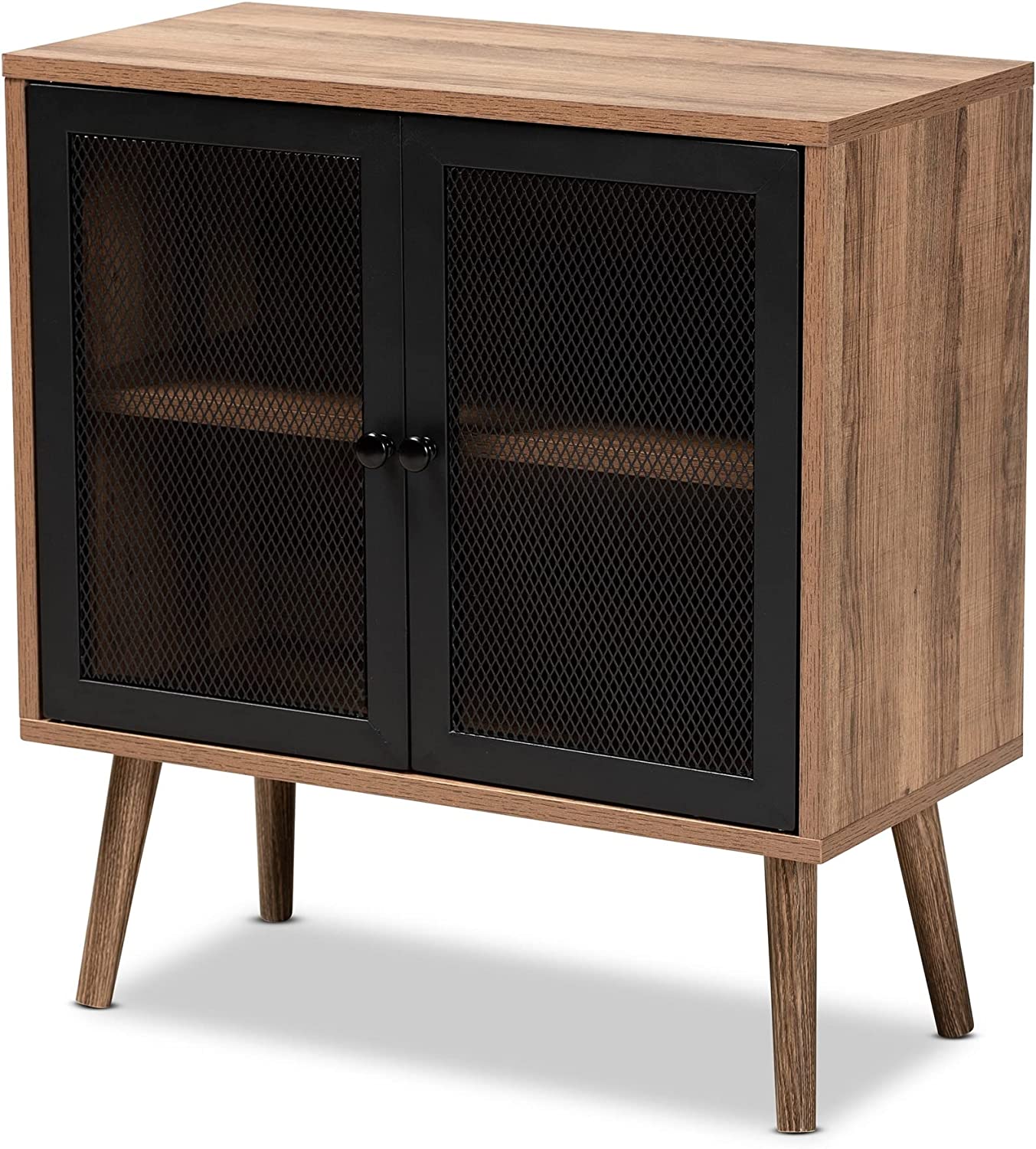 MidCentury Modern Transitional Natural Brown Finished Wood and Black