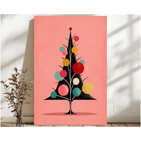 Mid-Century Modern Tree Poster Retro Geometricwall Art Ratios Included, Unframed Poster Size 8x12