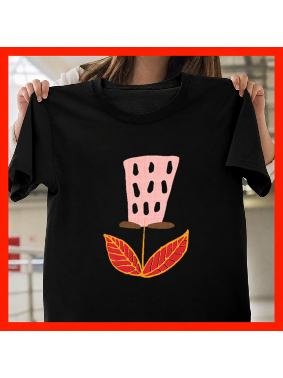 Mid Century Modern Tulip Retro Mod Floral Garden Artwork Unisex T-Shirt, up to size 5XL