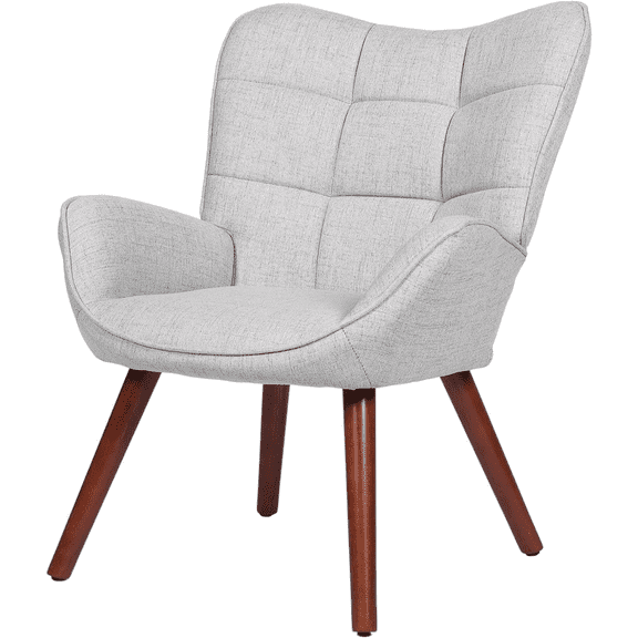 Mid Century Modern Upholstered Accent Chair for Living Room, Dining Room, or Kitchen – High Back Support, Solidified Wood Legs, Comfortable Seating