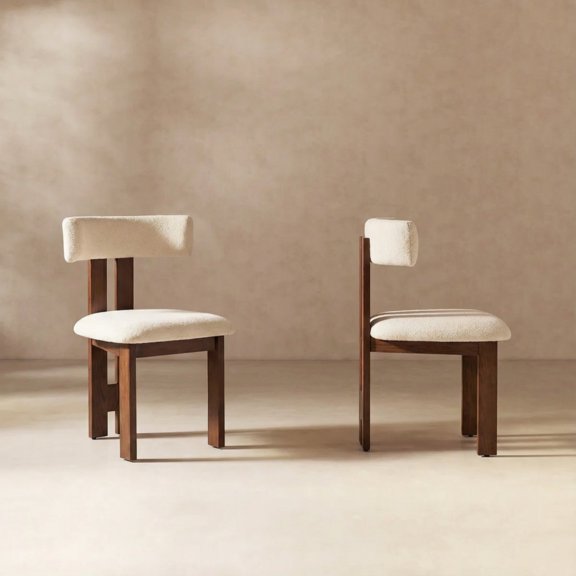 Mid-Century Modern Upholstered Dining Chair with Solid Wood Frame, Ergonomic T-Back Accent Side Chair for Dining Room, Kitchen, Living Room & Bedroom