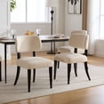 thumbnail image 1 of Mid-Century Modern Upholstered Dining Chairs Set of 2, Fabric Side Chairs with Rubber Wood Legs, Farmhouse Kitchen Chairs for Dining Room，Beige, 1 of 11
