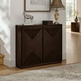 thumbnail image 1 of Mid Century Modern V-Shape Storage Cabinet, Dark Walnut Buffet for Slim Spaces in Living Room and Hallway, 1 of 9