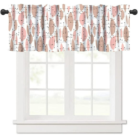 Mid Century Modern Valance Curtain, Modern Abstract Geometric Shape Pattern Window Treatment Valances for Bedroom Kitchen 54x18inch