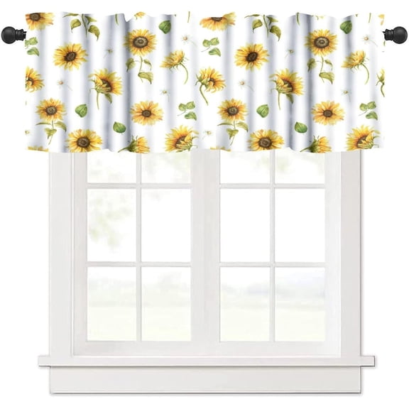 Mid Century Modern Valance Curtain, Modern Abstract Geometric Shape Pattern Window Treatment Valances for Bedroom Kitchen 54x18inch
