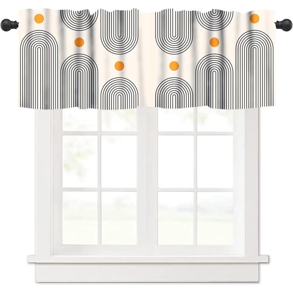 Mid Century Modern Valance Curtain Retro Abstract Boho Geometric Atomic Art Printed Window Drapes for Bedroom Living Room Decor W54xL18in Fabric 1 Panel