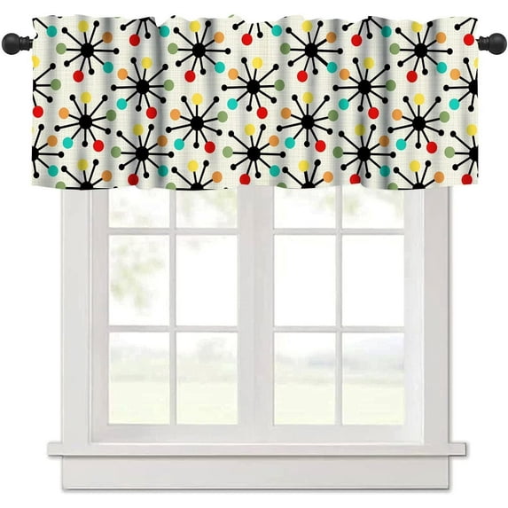 Mid Century Modern Valance for Windows,Abstract Geometry Curtain Valance Rod Pocket, Modern Art Small Window Curtains for Kitchen Bedroom Living Room Bathroom Decor, 54"x18"