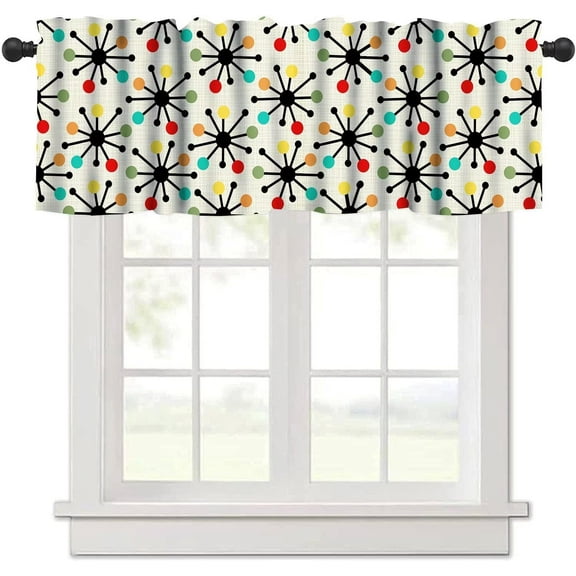 Mid Century Modern Valance for Windows,Abstract Geometry Curtain Valance Rod Pocket, Modern Art Small Window Curtains for Kitchen Bedroom Living Room Bathroom Decor, 54"x18"