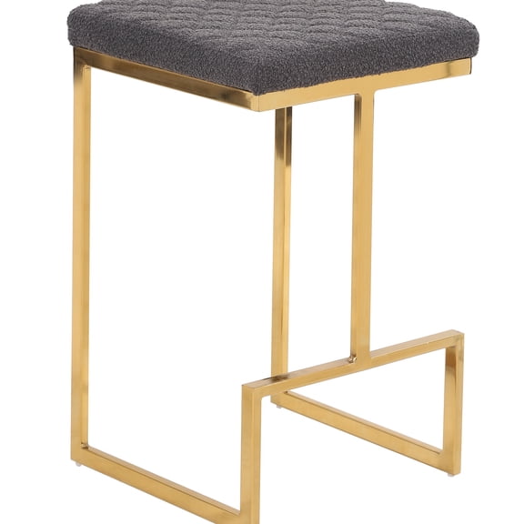Boucle Upholstered, Grey Velvet Stool - Create a Comfortable Corner