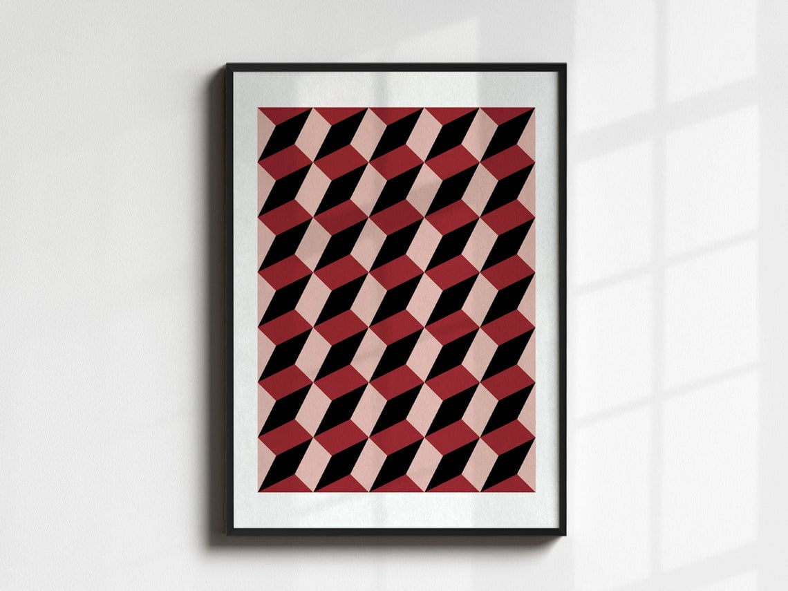 Curated visual reference: Custom Fabric Wall Art With Geometric Patterns For Modern City Reference: Mid Century Modern Wall Art Mid Century Modern Art Poster