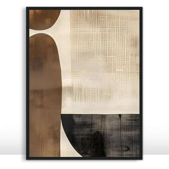 Mid Century Modern Wall Art Prints, Earth Tone Brown Geometric Poster, Abstract Minimalist Artwork for Organic Living Room, Entryway Picture Decor, Unframed Size 40x50 cm / 16x20″