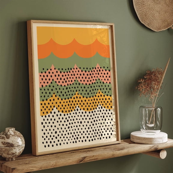 Mid Century Modern Wall Art Retro Geometric 70s Home Decor Unframed Paper Print