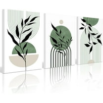 Mid Century Modern Wall Art Set of 3 Sage Green Canvas Wall Art Boho Prints Green Wall Decor Black Beige Abstract Wall Art Picture Mid Century Painting for Living Room Bedroom 12x16 Inch UNFRAMED