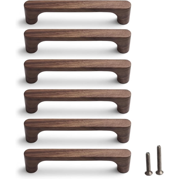 Mid Century Modern Walnut Mushroom Knobs for Cabinet,Drawer,Dresser and Closet Doors.Round Vintage Brown Wooden Crafts Furniture Knobs,Pulls Handles (C-C 5'' Pulls, 6)