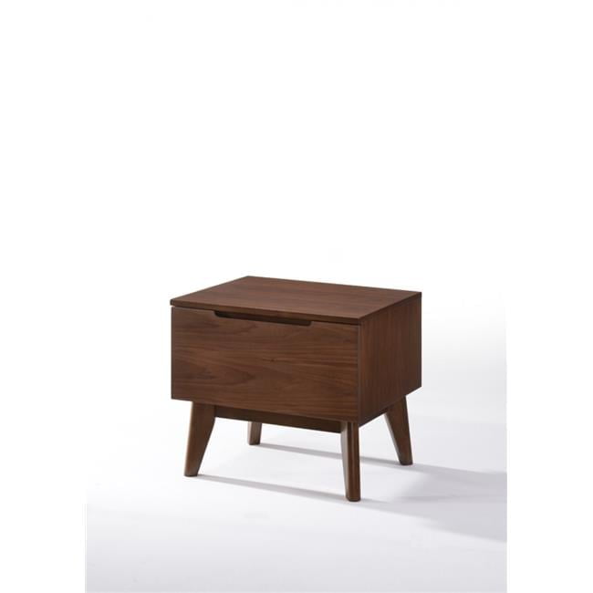 Sleek Mid-Century Modern Walnut Veneer Nightstand with Tapered Legs