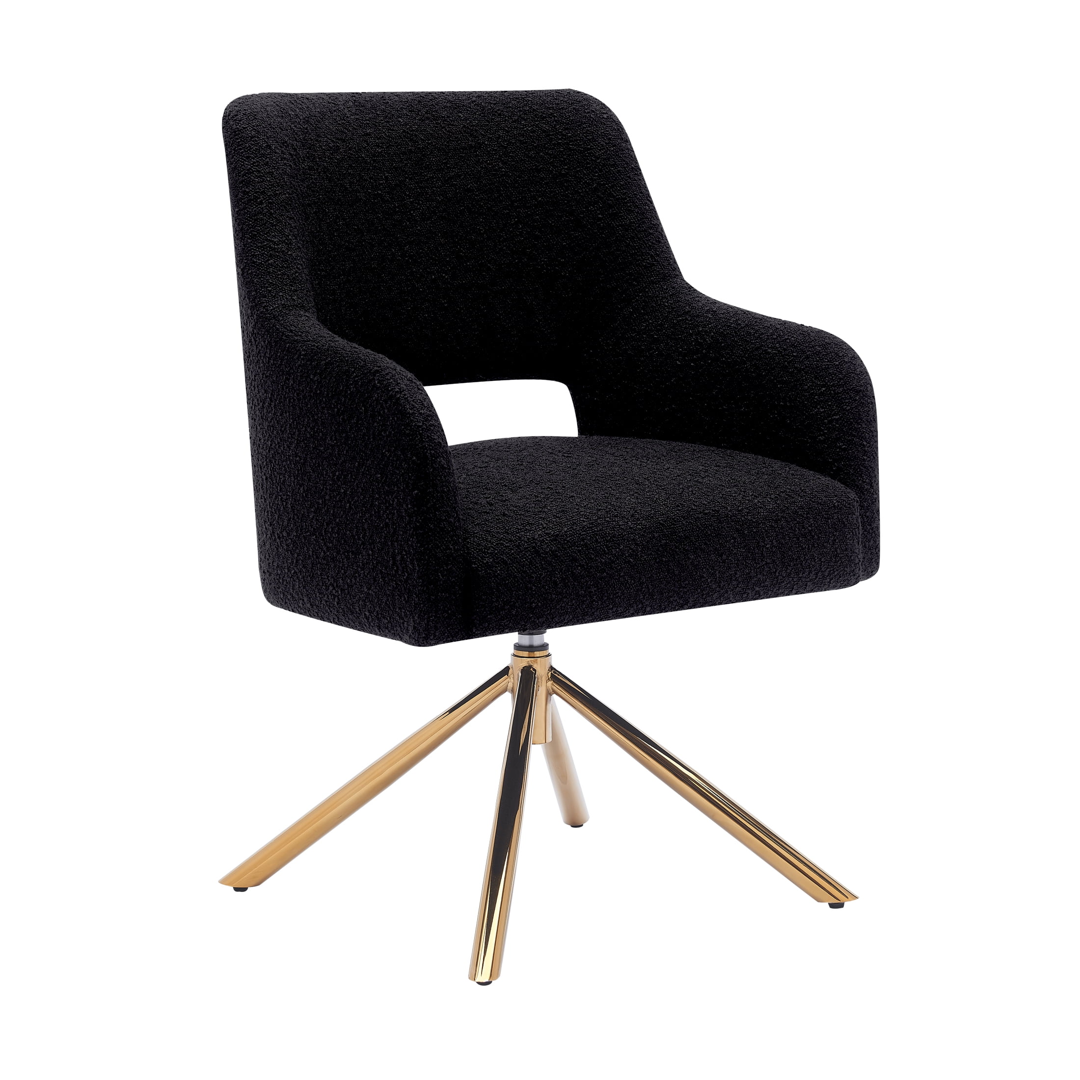 Mid-Century Modern Water and Stain Resistant Boucle Fabric Upholstered Swivel Accent Chair, Black