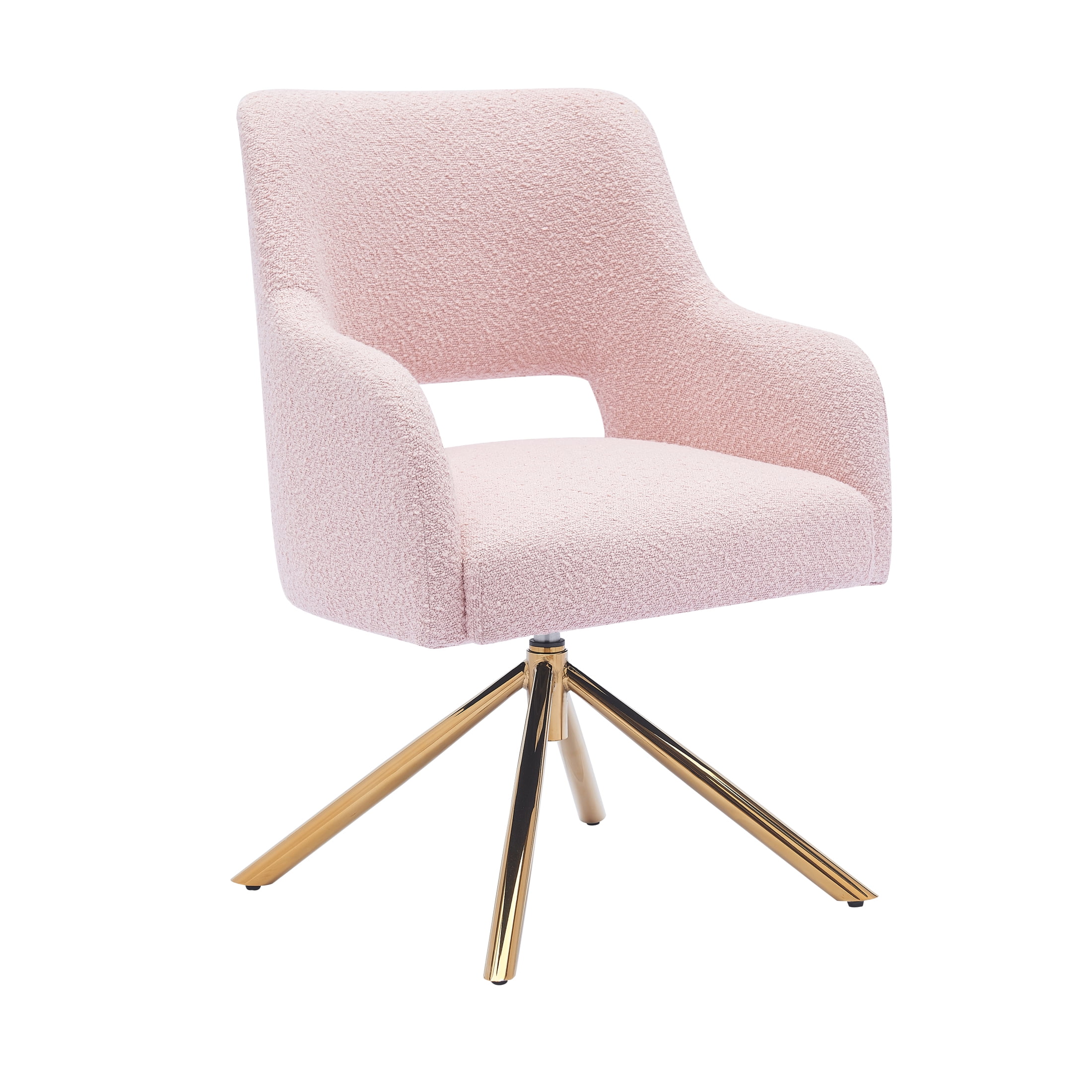 Mid-Century Modern Water and Stain Resistant Boucle Fabric Upholstered Swivel Accent Chair, Dusty Peach