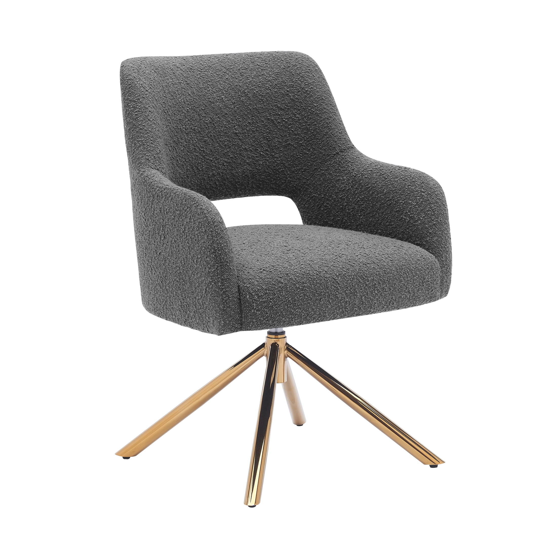 Mid-Century Modern Water and Stain Resistant Boucle Fabric Upholstered Swivel Accent Chair, Gray