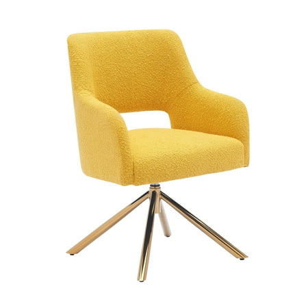 Mid-Century Modern Water and Stain Resistant Boucle Fabric Upholstered Swivel Accent Chair , Mustard