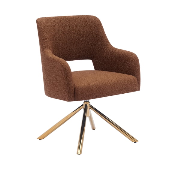 Mid-Century Modern Water and Stain Resistant Boucle Fabric Upholstered Swivel Accent Chair, Rust Orange
