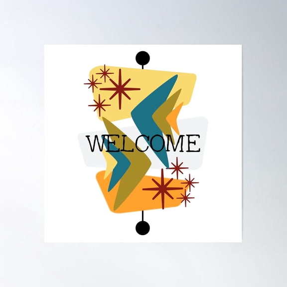 Mid Century Modern Welcome Poster Wall Art, Modern Wall Decor For Living Room Bedroom, 24x24 UNFRAMED