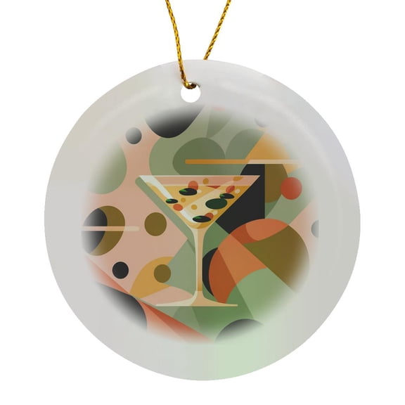 3drose, Mid-century Modern Whimsy Meets Martini Delight, Circle Porcelain Ornament
