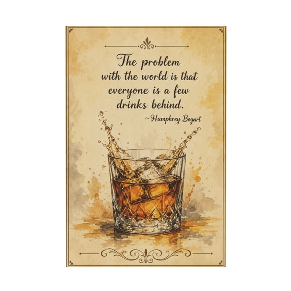 Mid Century Modern Whiskey Quote Canvas Wall Art For Bar Living Room Or Bedroom 16"x24 in