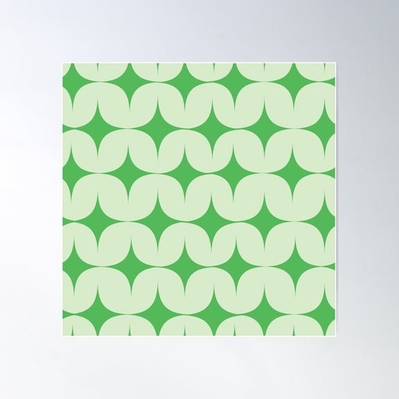 Mid Century Modern White Green Atomic Star On White Poster Wall Art, Modern Wall Decor For Living Room Bedroom, 30x30 UNFRAMED