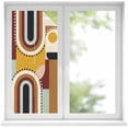 thumbnail image 1 of Mid-Century Modern Window Privacy Film Geometric Abstract Brick Red Decorative Glass Window Film UV Blocking Static Cling Non-Adhesive Sticker Covering for Home Door 17.7 x 39.3 inches, 1 of 8