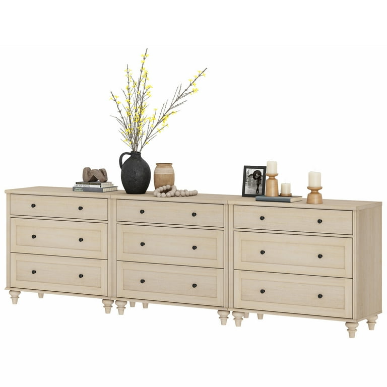 FITUEYES Mid Century Modern Wooden Dresser Set, Light Beige, P2 MDF for Livingroom