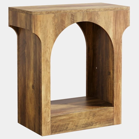 Mid-Century Modern Wooden Side Table with Storage Arched Design End Table Coffee Tea Table Nightstand for Living Room Bedroom