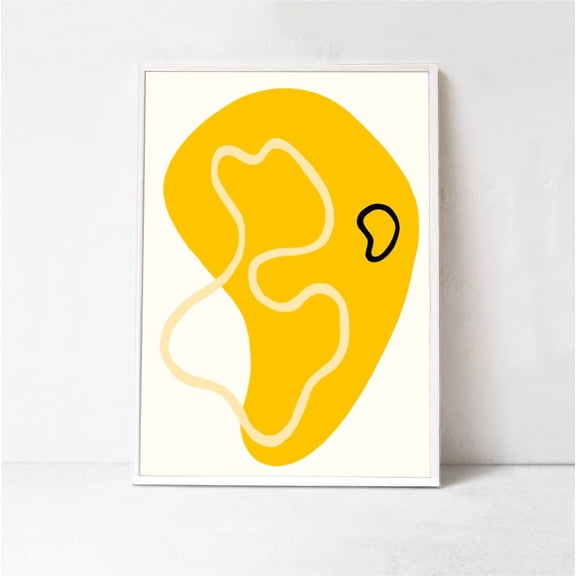 Mid Century Modern Yellow Abstract Art Abstract Shapes Mustard, Unframed Canvas Size 24x36