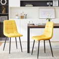 thumbnail image 1 of Mid Century Modern Yellow Velvet Dining Chairs Set Of 2 For Kitchen, Living Room, 1 of 5