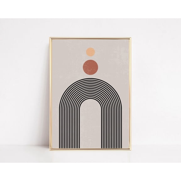 Mid Century Neutral Rainbow Abstract Wall Art, Unframed Paper Print Size 8x12