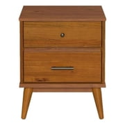Mid-Century Night Stand - Castanho - 24in. Height - Two Drawer Storage - Solid Wood