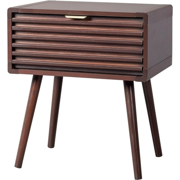 Mid Century Nightstand Bedside Table with Storage Drawer,Wood Small End Side Table Night Stand for Living Room,Bedroom,Closet, Entryway,College Dorm,Office,Easy Assembly,1 Pc Brown
