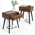 thumbnail image 1 of Mid-Century Nightstand (Set of Two) with Charging Station, Modern Side Table, and Single Drawer, 1 of 5