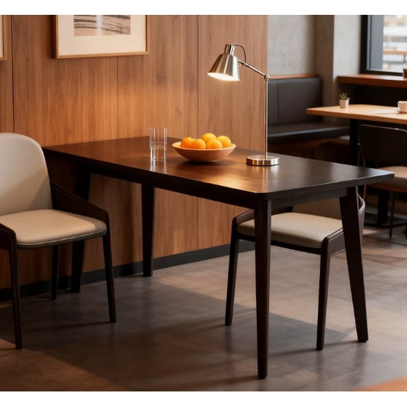 Mid-Century Nordic Kitchen Table, Rectangular Dining Table for 4, Rubber Wood Legs, for Dining Room