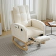 thumbnail image 1 of Mid-Century Nursery Rocking Chair w/Optional Footrest & USB, High Back Glider, Teddy/Linen Beige, 1 of 8