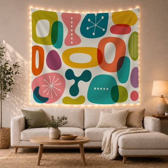 Mid-Century Organic Shapes Tapestry Wall Hanging