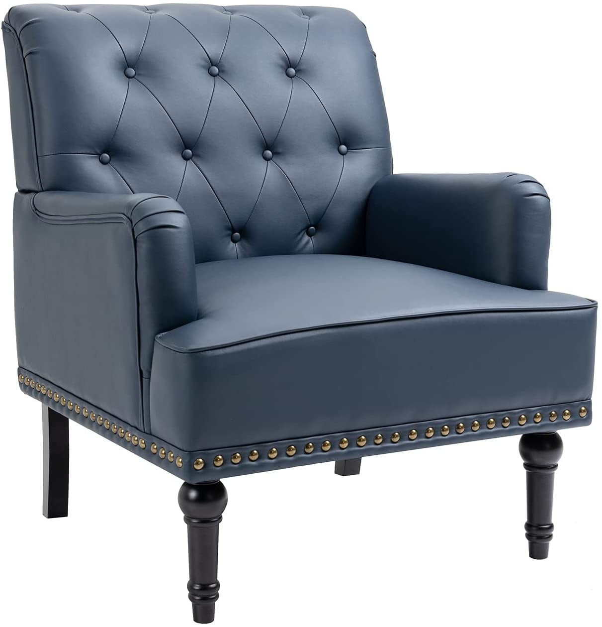 Mid-Century Modern PU Leather Accent Chair, Armchair with Black