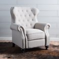 thumbnail image 1 of Mid Century PU Leather Recliner Chair with Wood Legs, Vintage Accent Chair with Thick Cushion and Footrest, Push Back Recliners Armchair for Bedroom/Office/Reading Spaces, Wheat, 1 of 9